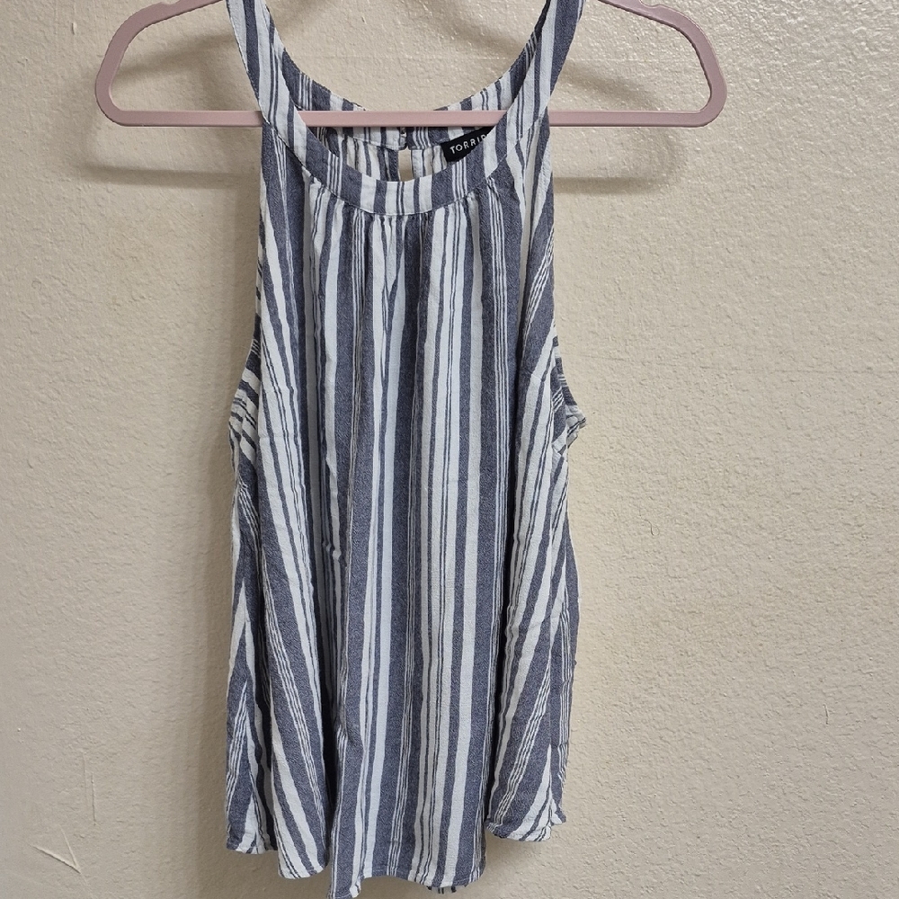 Torrid Navy and White Striped Tank Top